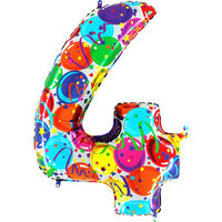 Palloncino Gigante Numero 4 (Quattro) - Multicolor Mylar 100 cm