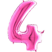 Palloncino Gigante Numero 4 (Quattro) - Fucsia Mylar 100 cm