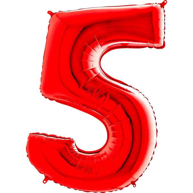 Palloncino Gigante Numero 5 (cinque) - Rosso