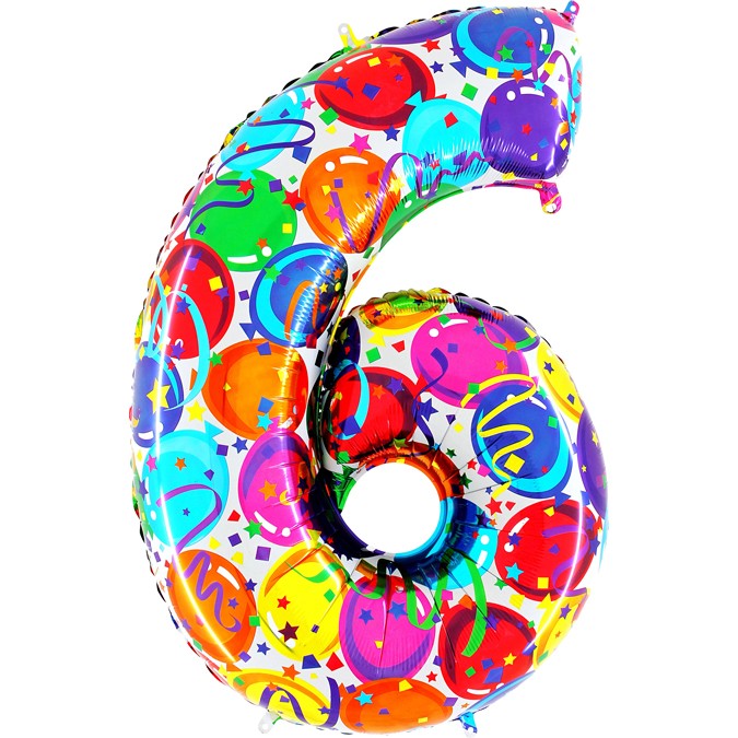 Palloncino Gigante Numero 6 (sei) - Multicolor