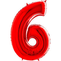 Palloncino Gigante Numero 6 (sei) - Rosso Mylar 100 cm