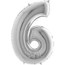 Palloncino Gigante Numero 6 (sei) - Argento Mylar 100 cm