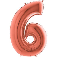 Palloncino Gigante Numero 6 (sei) - Rosa Gold Mylar 100 cm