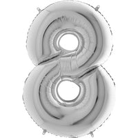 Palloncino Gigante Numero 8 (otto) - Argento Mylar 100 cm