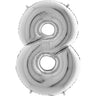 Palloncino Gigante Numero 8 (otto) - Argento Mylar 100 cm