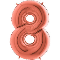 Palloncino Gigante Numero 8 (otto) - Rosa Gold Mylar 100 cm