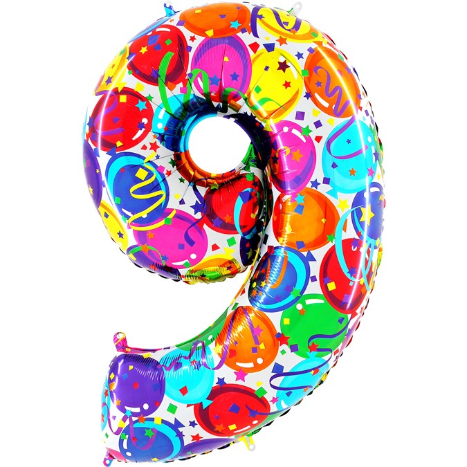 Palloncino Gigante Numero 9 (nove) - Multicolor