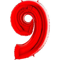 Palloncino Gigante Numero 9 (nove) - Rosso Mylar 100 cm
