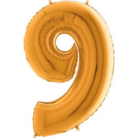 Palloncino Gigante Numero 9 (nove) - Oro Mylar 100 cm
