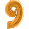Palloncino Gigante Numero 9 (nove) - Oro Mylar 100 cm