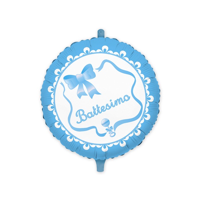 Palloncino Tondo il Mio Battesimo Celeste con Fiocco