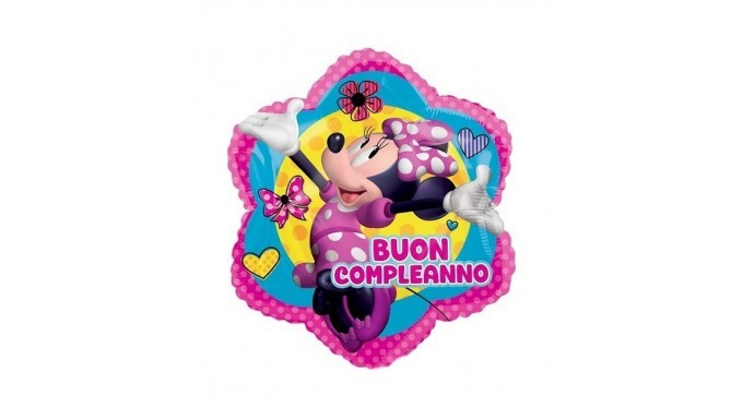 Palloncino Minnie Mouse Fiore Buon Compleanno