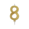 Candelina Glitter Maxi Numero 8 Colore Oro 15 cm