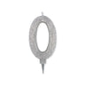 Candelina Glitter Maxi Numero 0 Colore Argento 15 cm