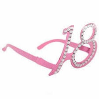 Occhiali Numero 18 Rosa con Brillantini Plastica