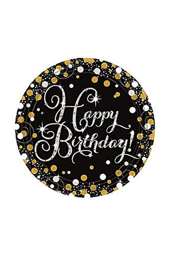 Piatti Neri Happy Birthday 23 cm (8 pz)