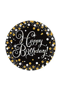 Piatti Neri Happy Birthday 23 cm (8 pz) Carta