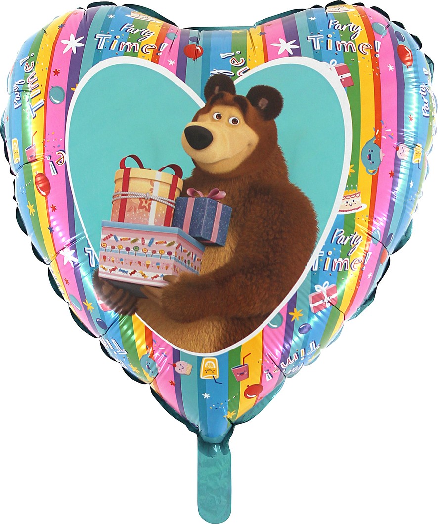 Palloncino Cuore Masha e Orso Arcobaleno