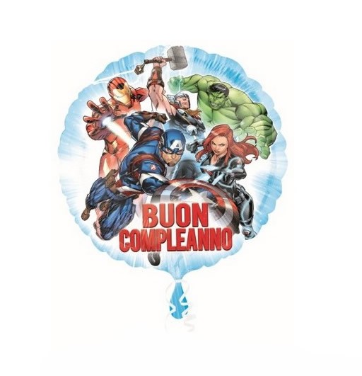 Palloncino Avengers Tondo Scritta Buon Compleanno