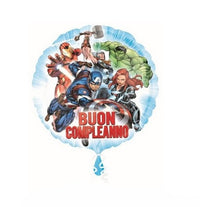 Palloncino Avengers Tondo Scritta Buon Compleanno Mylar