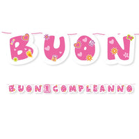 Festone 1 Compleanno One Pink Cartoncino Rosa