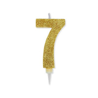 Candelina Glitter Maxi Numero 7 Colore Oro 15 cm