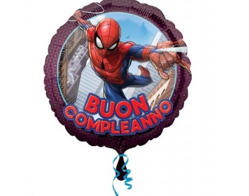 Palloncino Spiderman Tondo Buon Compleanno