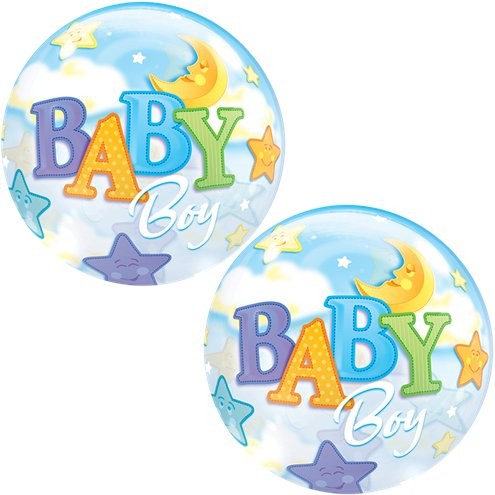 Palloncino Mylar Bubble Baby Boy Con Luna da 22"