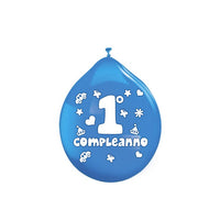 Palloncini in lattice 10" Primo Compleanno Celesti (20 pz - gonfiag...
