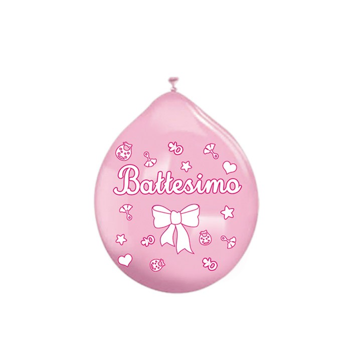Palloncini in lattice 10" Battesimo Rosa (20 pz - gonfiaggio aria)