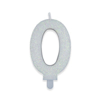Candelina Sweety Bianco Glitter Numero 0 9 cm