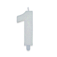 Candelina Sweety Bianco Glitter Numero 1 9 cm