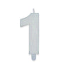 Candelina Sweety Bianco Glitter Numero 1 9 cm
