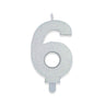 Candelina Sweety Bianco Glitter Numero 6 9 cm