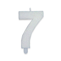 Candelina Sweety Bianco Glitter Numero 7 9 cm
