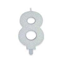 Candelina Sweety Bianco Glitter Numero 8 9 cm