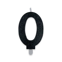 Candelina Sweety Nero Glitter Numero 0 9 cm