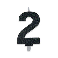 Candelina Sweety Nero Glitter Numero 2 9 cm