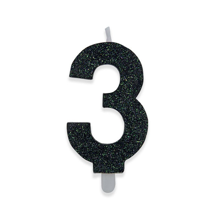 Candelina Sweety Nero Glitter Numero 3