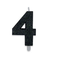 Candelina Sweety Nero Glitter Numero 4 9 cm