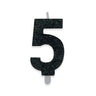 Candelina Sweety Nero Glitter Numero 5 9 cm