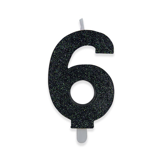 Candelina Sweety Nero Glitter Numero 6