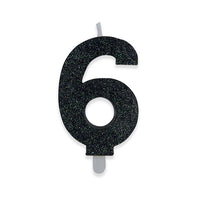 Candelina Sweety Nero Glitter Numero 6 9 cm