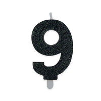 Candelina Sweety Nero Glitter Numero 9 9 cm