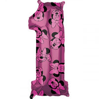 Palloncino Numero 1 Minnie Mouse Fucsia con Stampe Mylar 66 cm