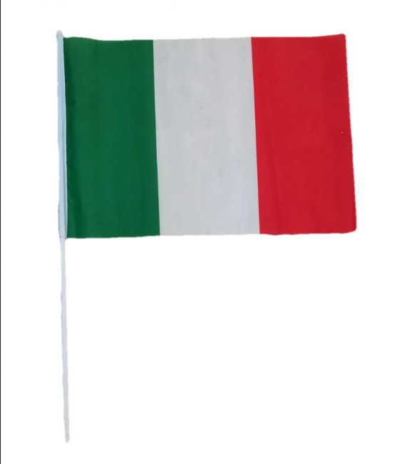 Bandierina Italiana Piccola Con Asta - Tricolore (50 x 30 cm)