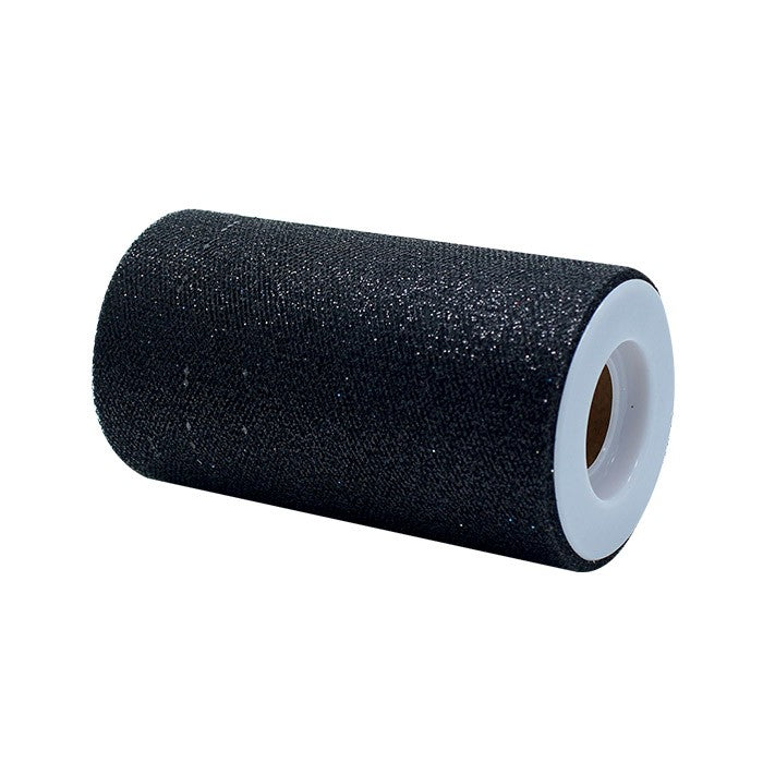 Tulle Glitter Nero 12,5 x 25 mt