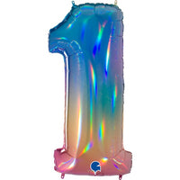 Palloncino Gigante Numero 1 (uno) - Rainbow Mylar 100 cm