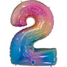Palloncino Gigante Numero 2 (due) - Rainbow Mylar 100 cm