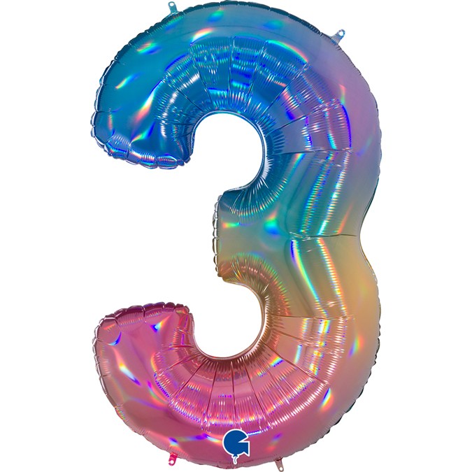 Palloncino Gigante Numero 3 (tre) - Rainbow
